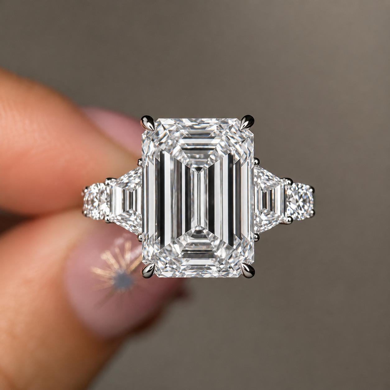 8.36 Carat Emerald Cut Diamond Engagement Ring